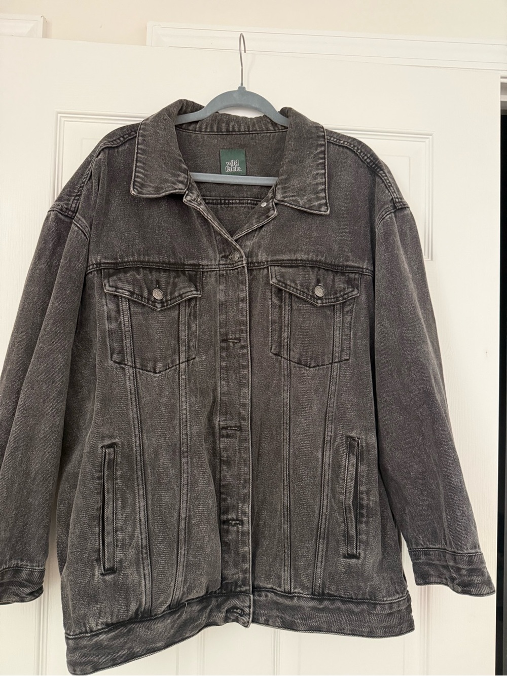 wild fable Washed Charcoal Gray Oversized Denim Jacket